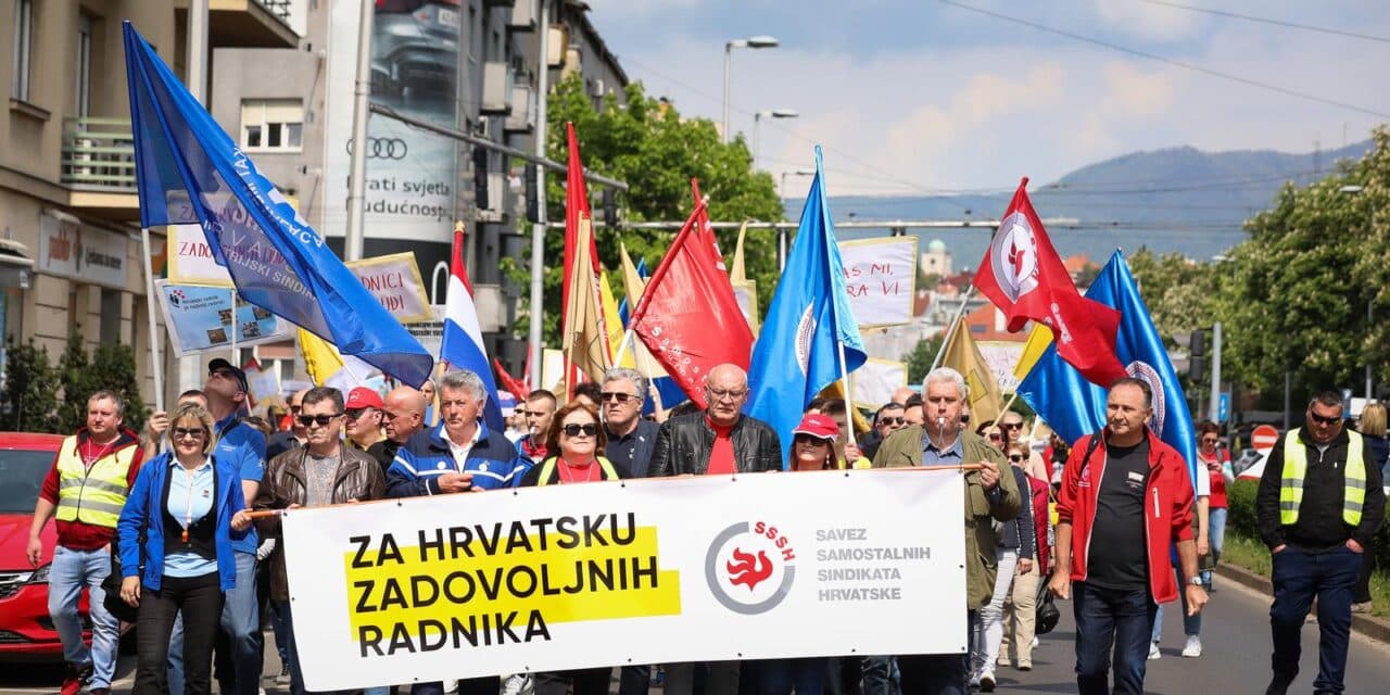Zagreb: Na Međunarodni praznik rada održan marš pod sloganom Za Hrvatsku zadovoljnih radnika