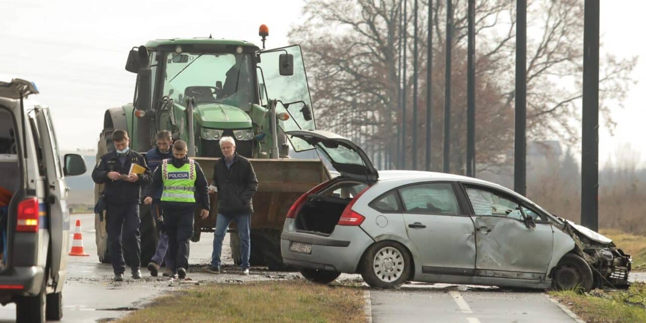 Osijek: U prometnoj nesreći sudjelovali osobni automobil i traktor