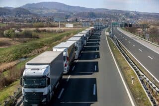 Kolona teretnih vozila na slovensko-hrvatskoj granici