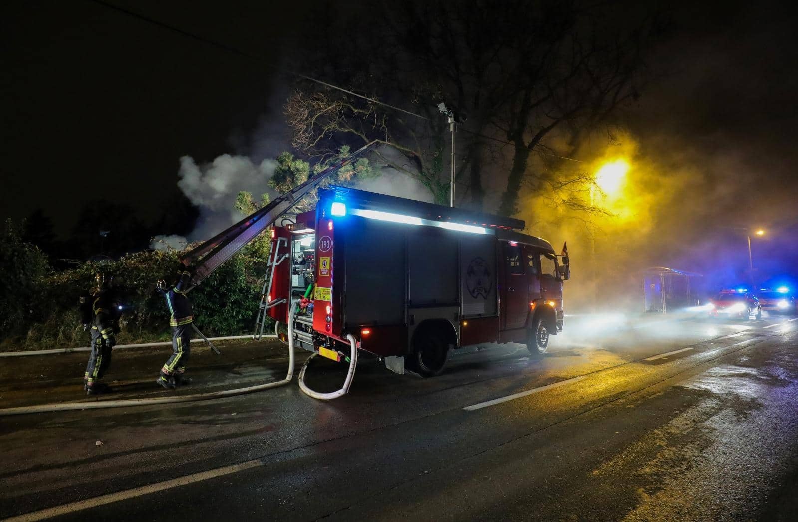 Zagreb: Vatrgasci gase požar na prostoru na kojemu se prodaju borovi na Mirogoju