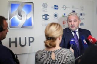Zagreb: Predsjednik HUP-a Davor Majetić dao izjavu za medije
