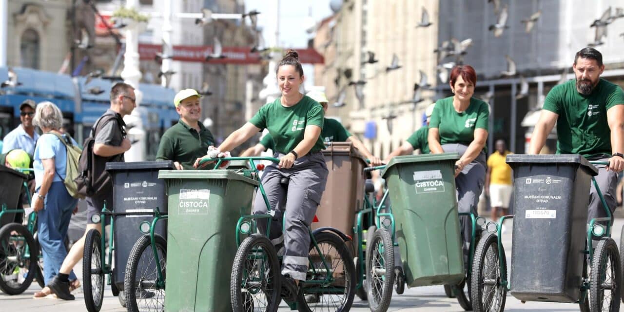 Zagreb: Utrka smetlara na Trgu bana Josipa Jelačića
