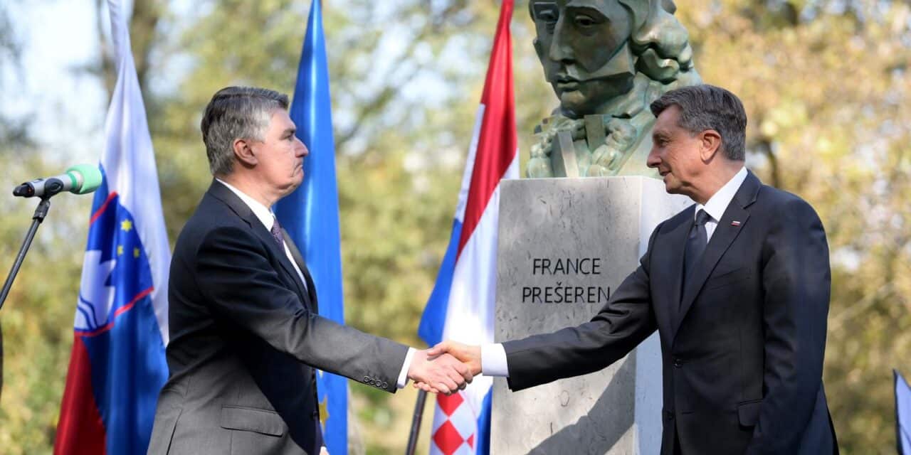 Zagreb: Predsjednici Hrvatske i Slovenije na svečanom otkrivanju spomenika Prešernu