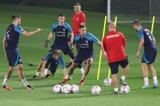 Prvi trening Hrvatske nogometne reprezentacije na trening kampu Al Ersal 3 u Dohi