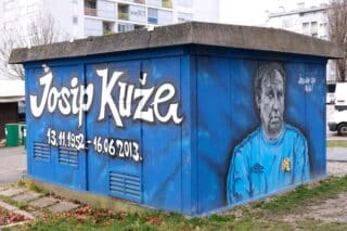 Zagreb: Mural posvećen legdendi Dinama Josipu Kužeu kod tržnice Dubrava