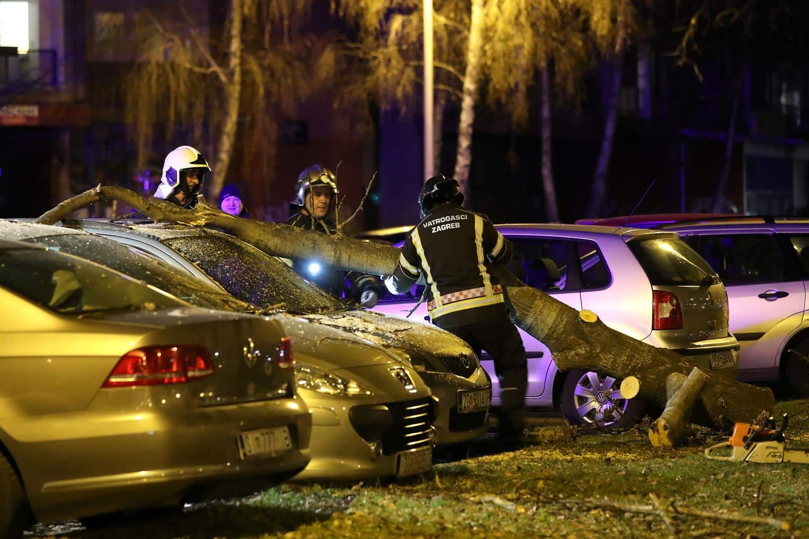Sloboština: Drvo se srušilo na nekoliko parkiranih automobila, vatrogasci intervenirali