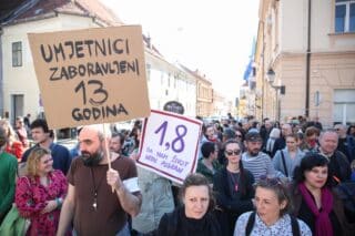Zagreb: Prosvjed samostalnih umjetnika za veći mirovinski koeficijent