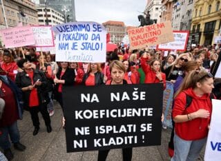 Zagreb: Prosvjed zaposlenih u dječjim vrtićima u Hrvatskoj