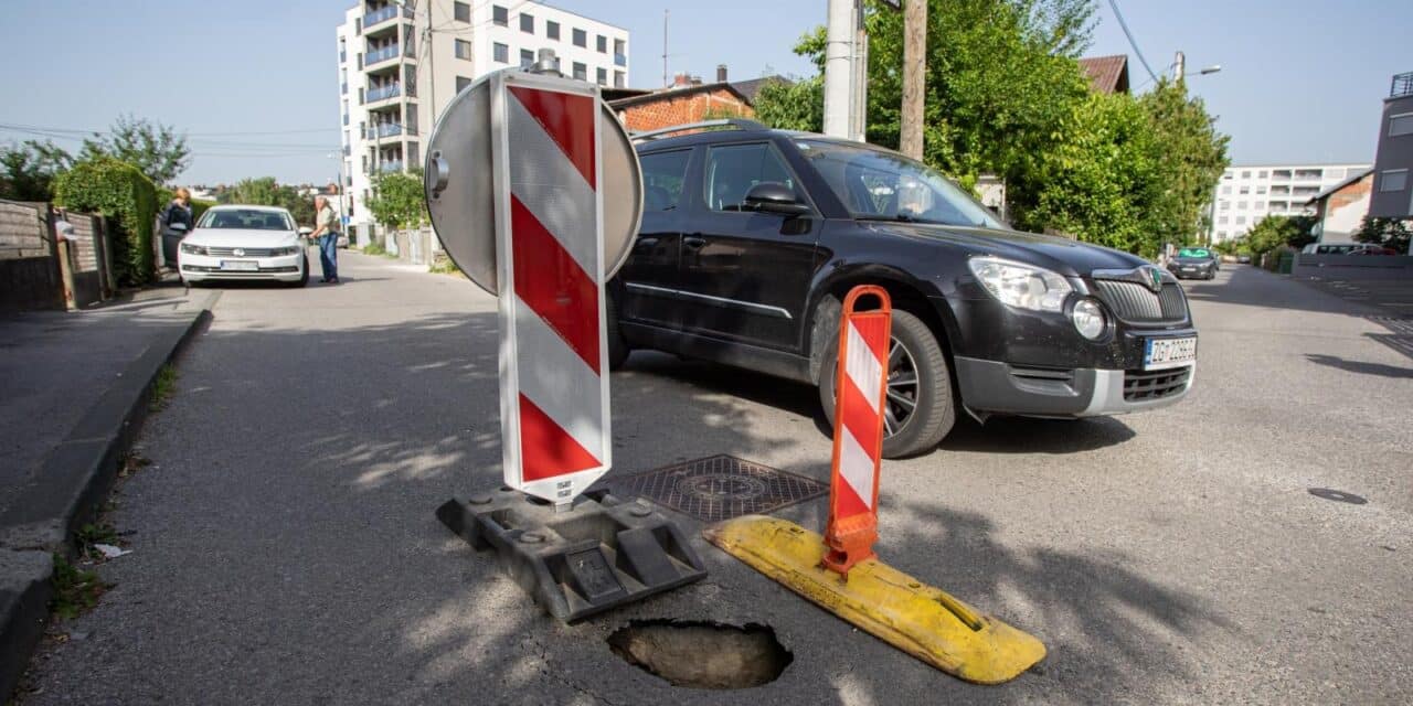 Zagreb: Kod OŠ Antuna Kovačića u naselju Špansko otvorila se rupa u cesti