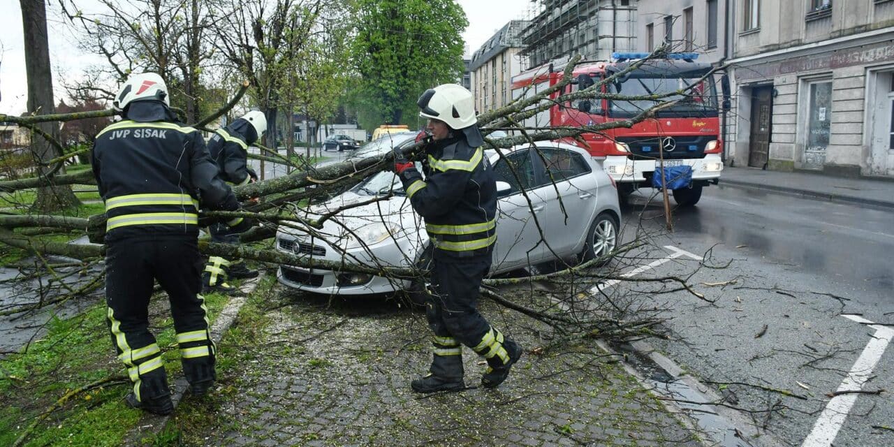 Sisak: Intervenirali vatrogasci nakon �to je jaki vjetar oborio  stablo na automobil