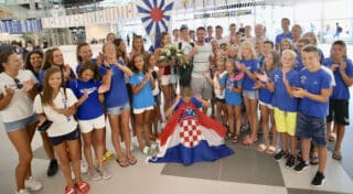 Split: Doček dvostrukog svjetskog juniorskog prvaka u plivanju Franka Grgića