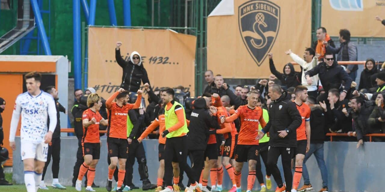 Šibenik: Slavlje Šibenika nakon što su svladali GNK Dinamo u polufinalu Hrvatskog nogometnog kupa