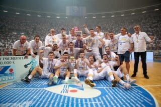 Zadar: Slavlje košarkaša KK Zadar nakon osvojenog četvrtog naslova prvaka Hrvatske