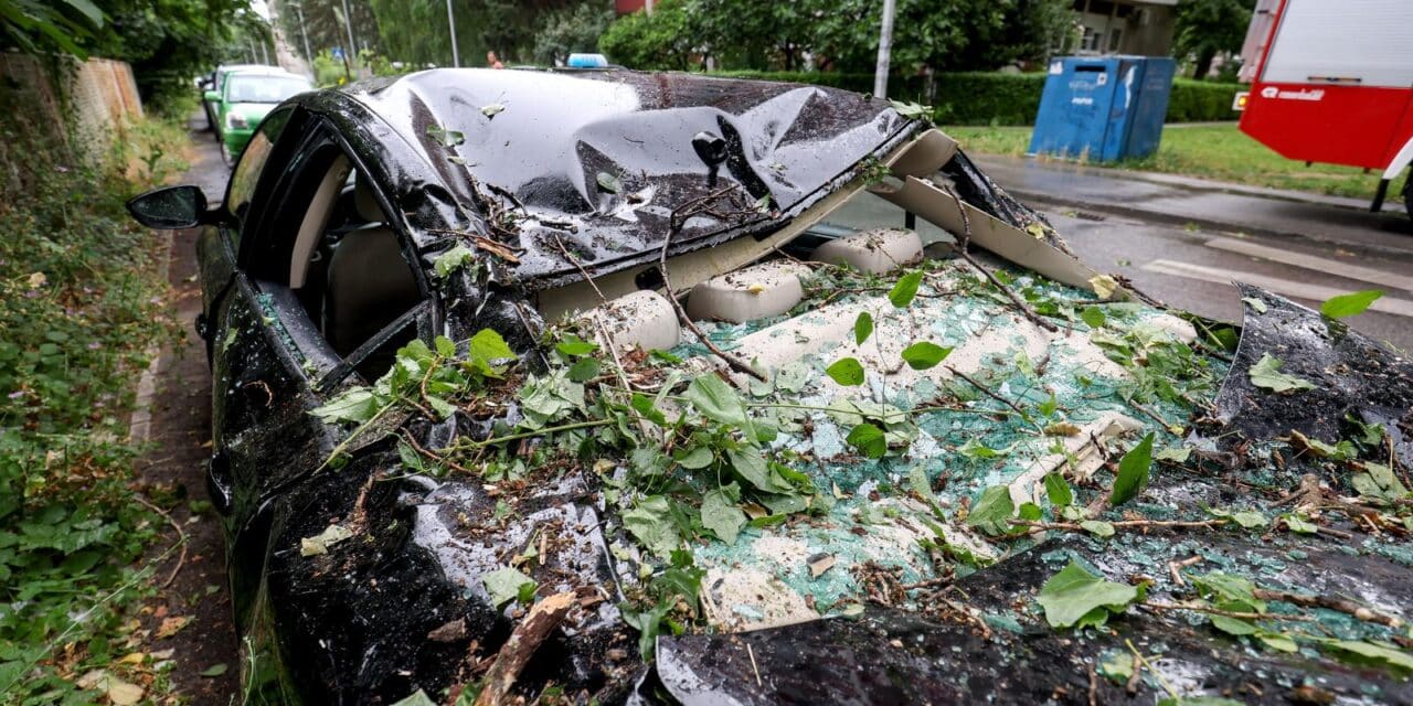 Nevrijeme pogodilo Zagreb, vjetar rušio drveća na automobile