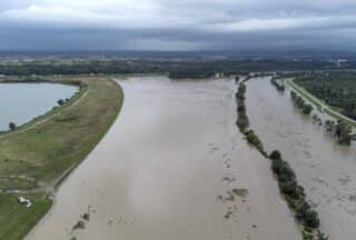 Zagreb: Pogled iz zraka na kanal Odra-Sava koji je  poplavljen