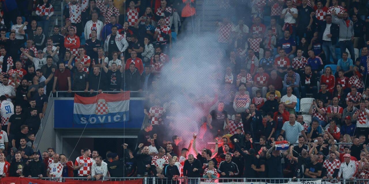 Navijači na Opus Areni na utakmici Hrvatske i Turske