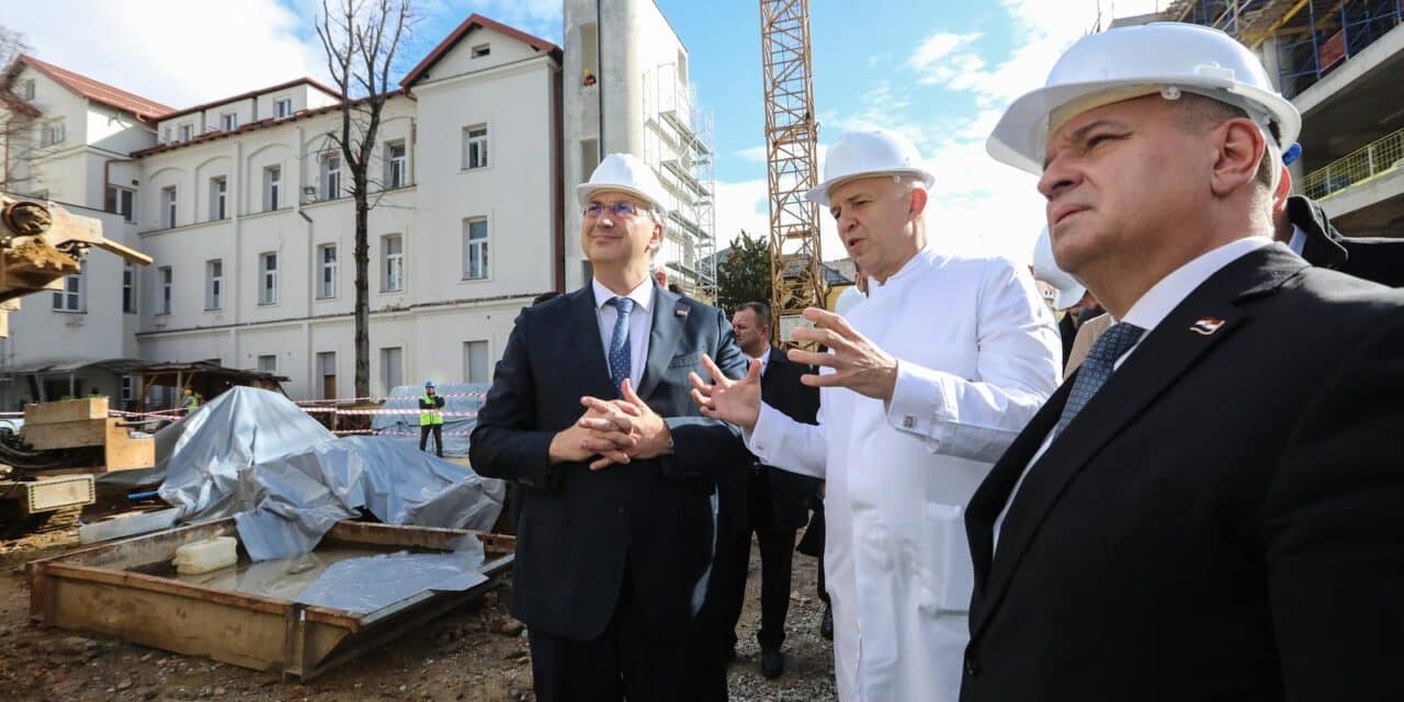 Zagreb: Premijer Plenković i ministri Beroš i Bačić obišli su gradilište KBC-a Sestre Milosrdnice