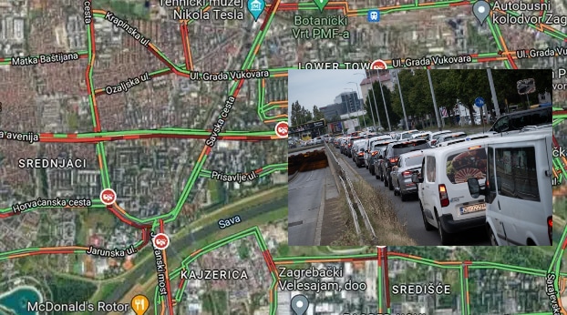 istraživanje prometne gužve google maps Zagreb