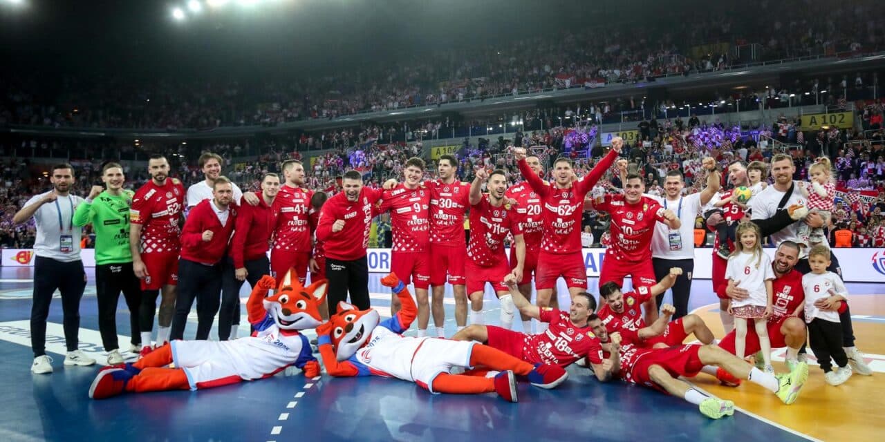 Zagreb: Slavlje rukometaša Hrvatske nakon pobjede nad Francuskom i prolaska u finale Svjetskog prvenstva