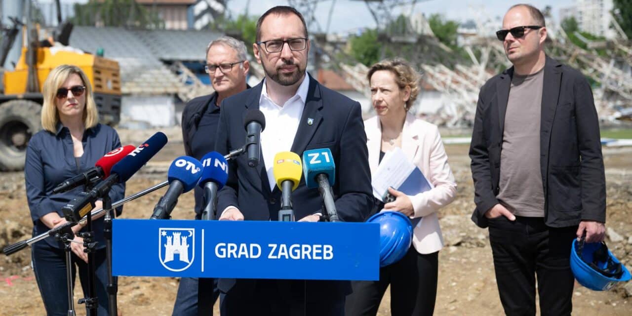 Tomašević sa suradnicima obišao radove rušenja starog i izgradnje novog nogometnog stadiona u Kranjčevićevoj ulici