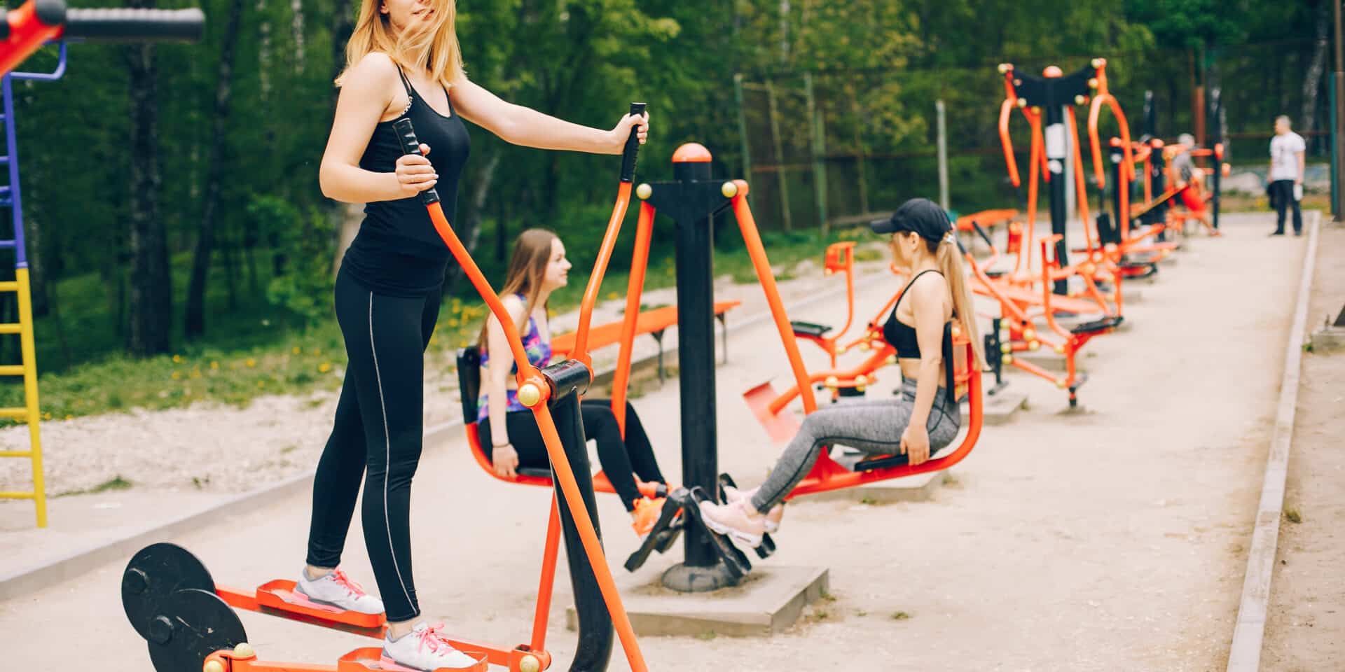 Sports girls in a park