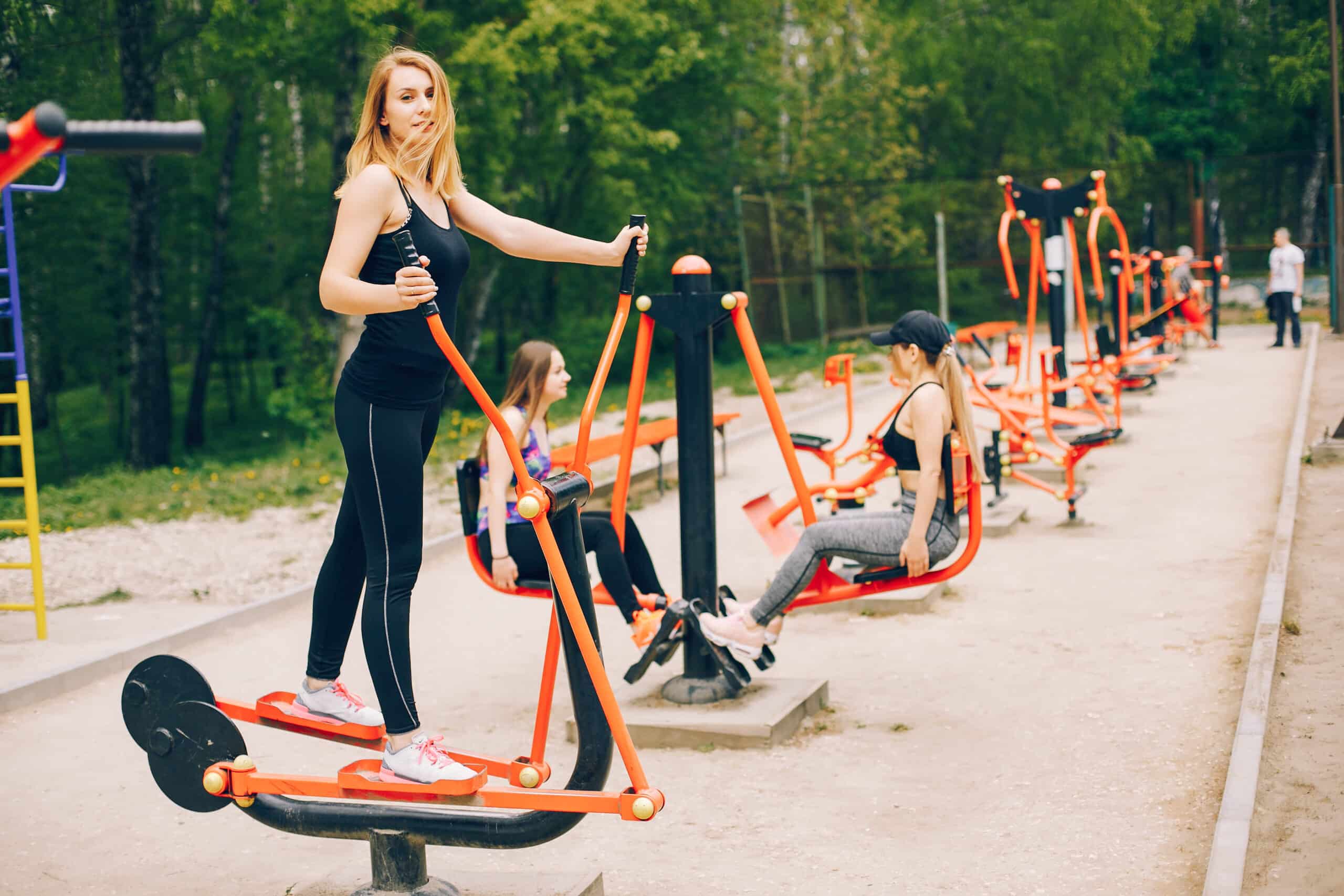 Sports girls in a park