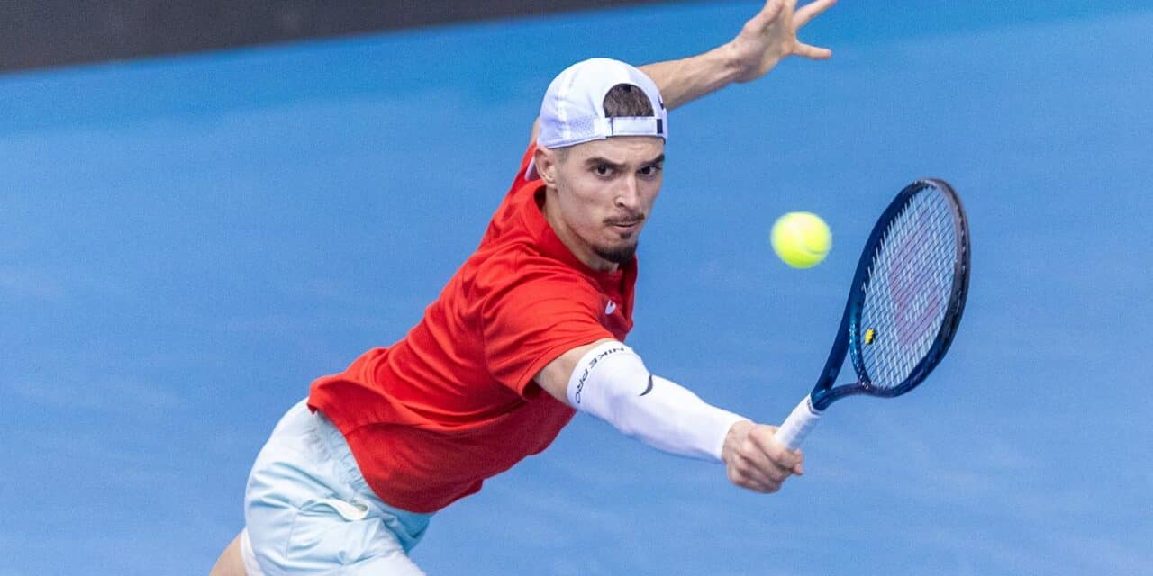 Osijek: Dino Prizmić i Jozef Kovalik u drugom meču Davis Cupa između Hrvatske i Slovačke