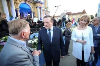 Zagreb: Uzvanici na koncertu na otvorenom ispred HNK povodom Dana grada Zagreba