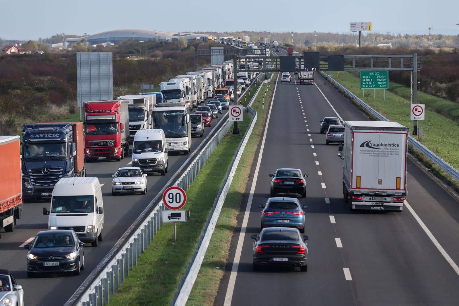 Gužva na zagrebačkoj obilaznici u smjeru zapada