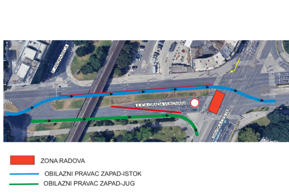 Zbog zamjene tramvajskih skretnica promet je preusmjeren Savska Vukovarska