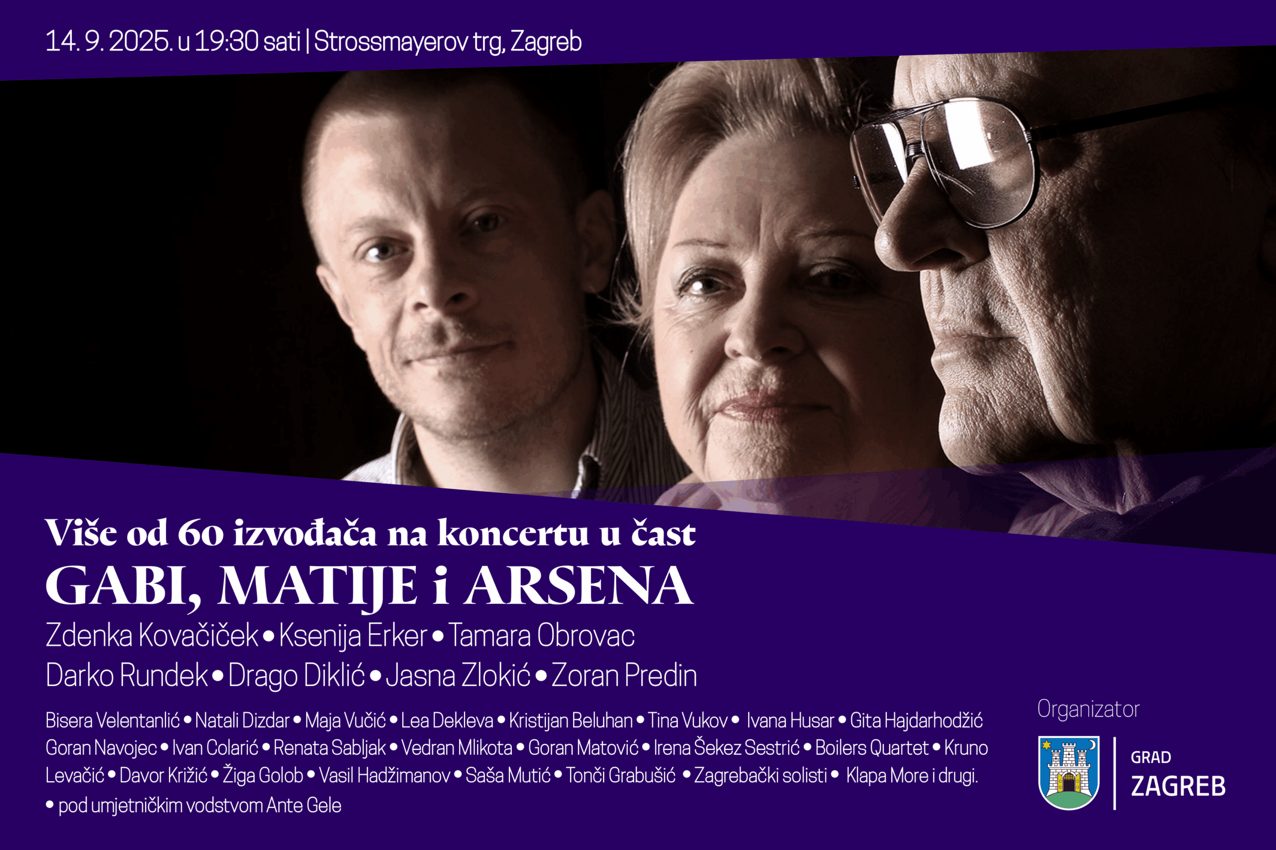 KOncert u čast Gabi, Matije i Arsena izvođači