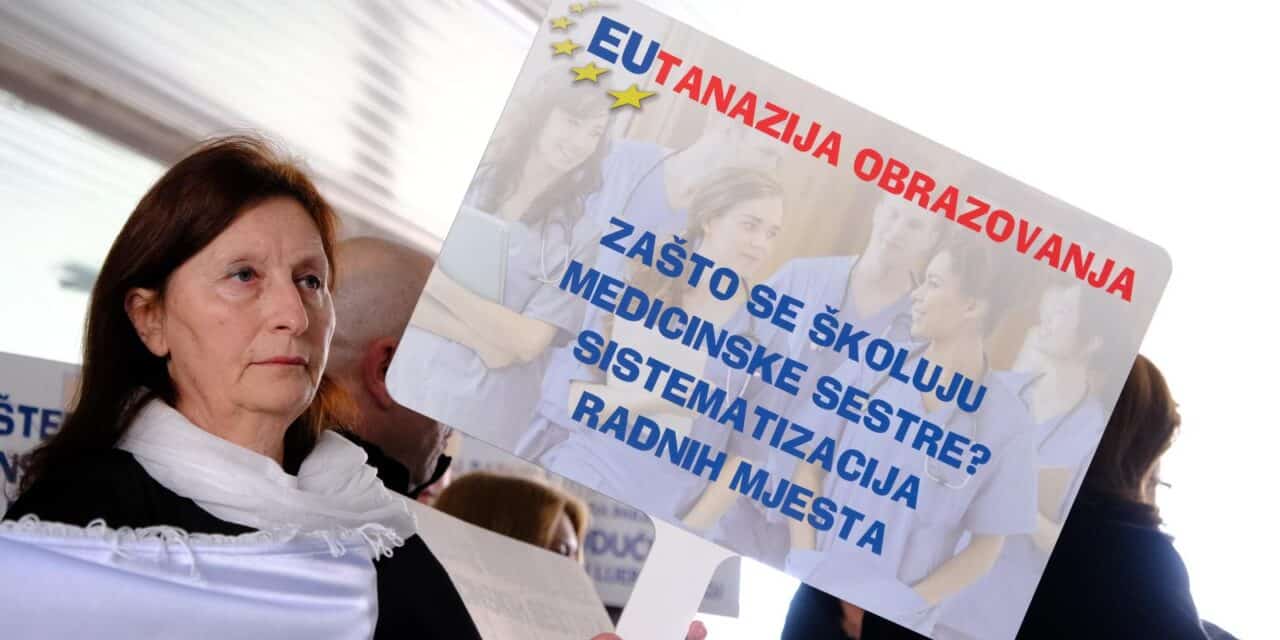 Prosvjed medicinskih sestara i tehničara ispred Ministarstva zdravstva