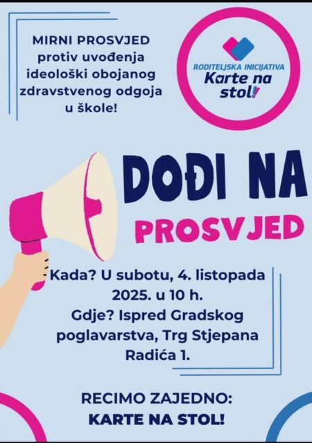Karte na stol roditelji zdravstveni odgoj Grad Zagreb povjerenstvo kurikulum prosvjed roditeljska prava Ustav RH