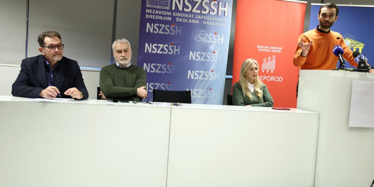 Zagreb: Obrazovni sindikati održali konferenciju za medije zbog podcjenjivačkog postupanja Vlade prema sindikatima