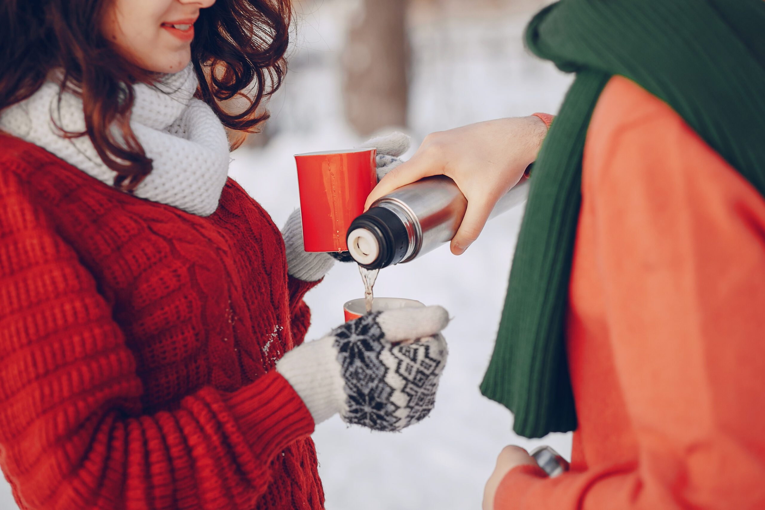 Couple love snow and cold