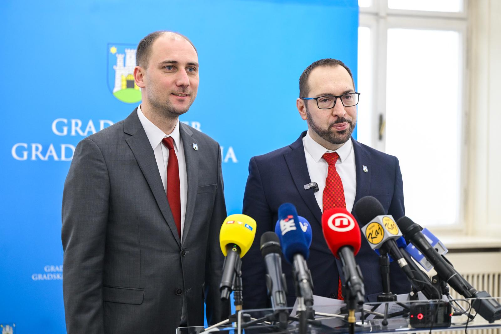 Zagreb: Gradonačelnik Tomašević i predsjednik Gradske skupštine Matej Mišić održali su zajedničku konferenciju za medije