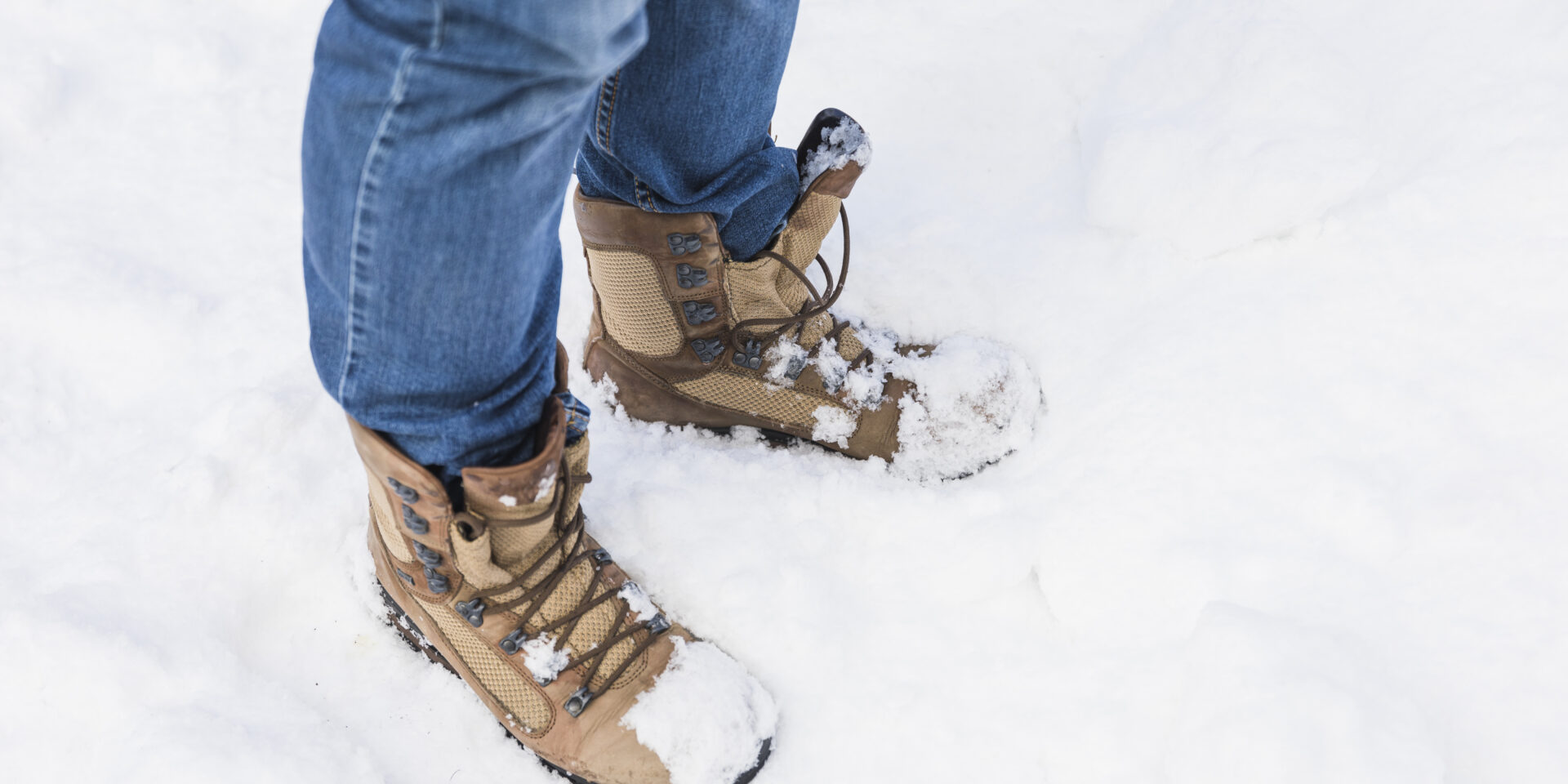 person-boots-standing-snow