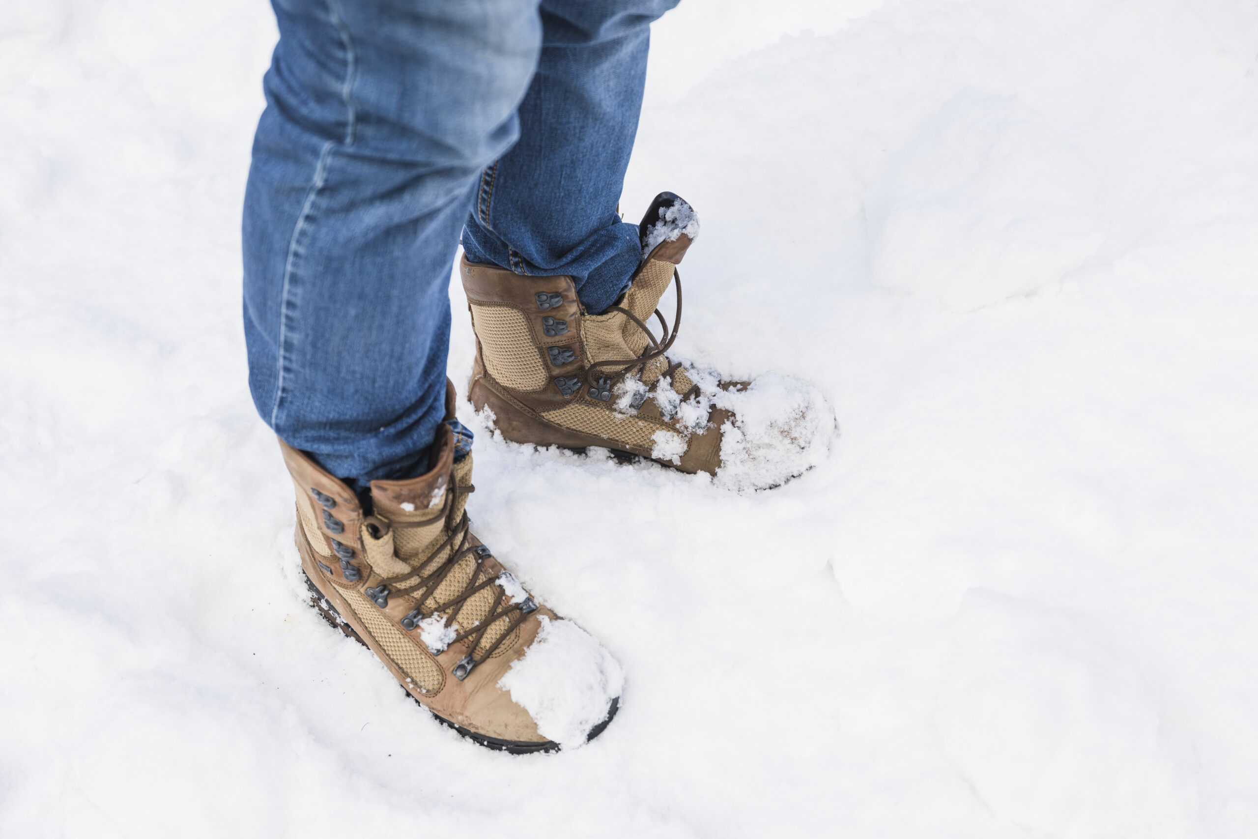 person-boots-standing-snow