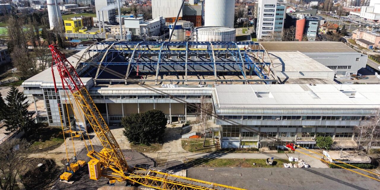 Zagreb: Radovi na obnovi dvorane Doma sportova snimljeni iz zraka