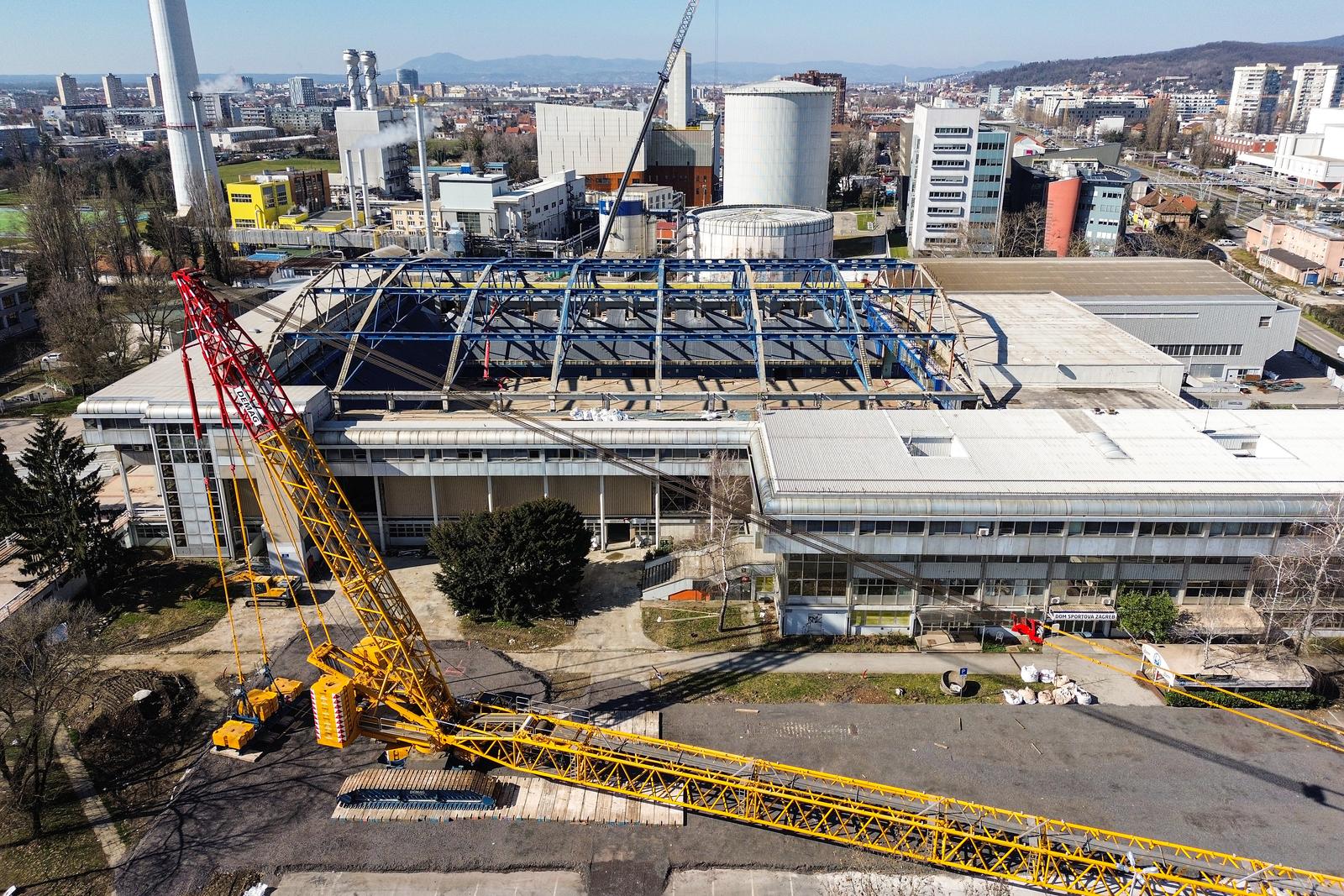 Zagreb: Radovi na obnovi dvorane Doma sportova snimljeni iz zraka