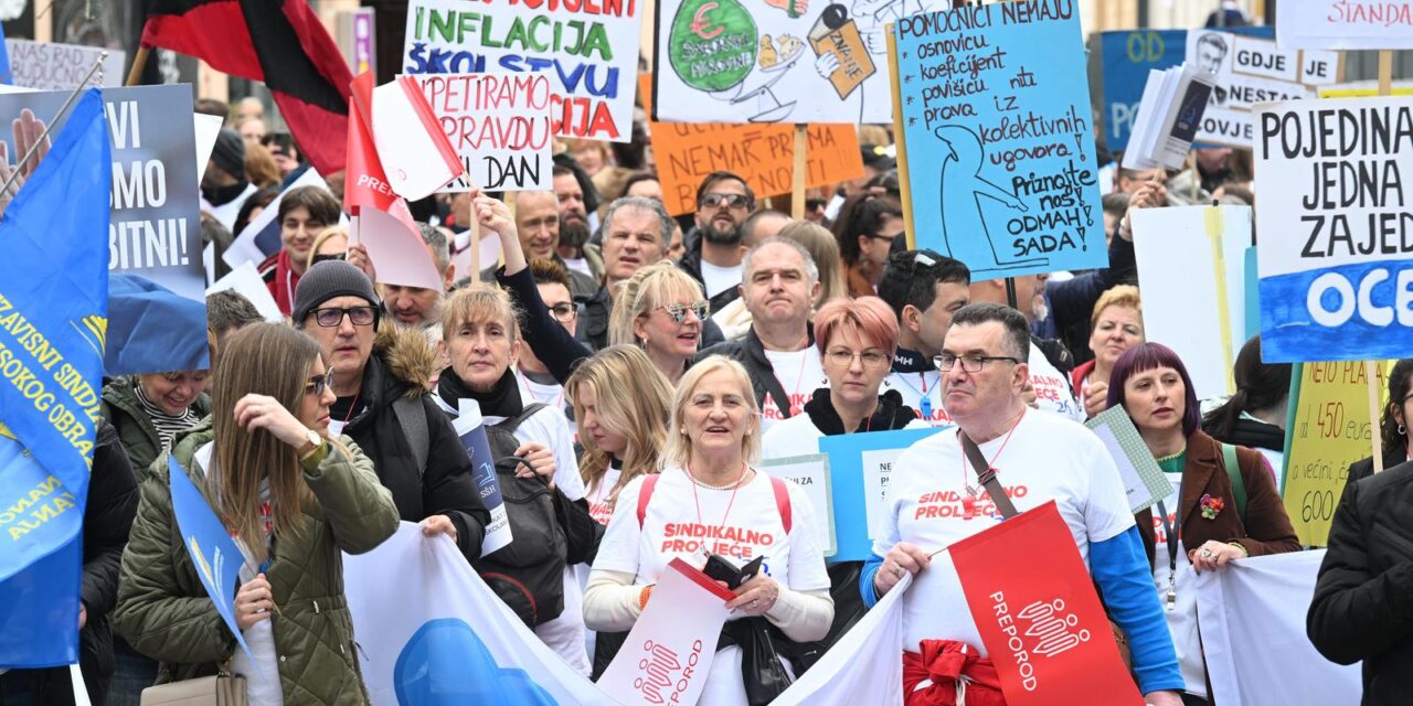 Zagreb: Prosvjed “Sindikalno proljeće” u organizaciji šest sindikata javnih službi