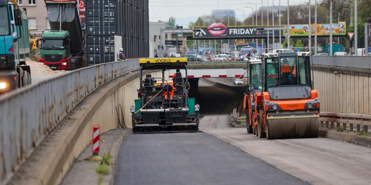 Zagreb: Počelo asfaltiranje podvožnjaka pored Vjesnikovog nebodara