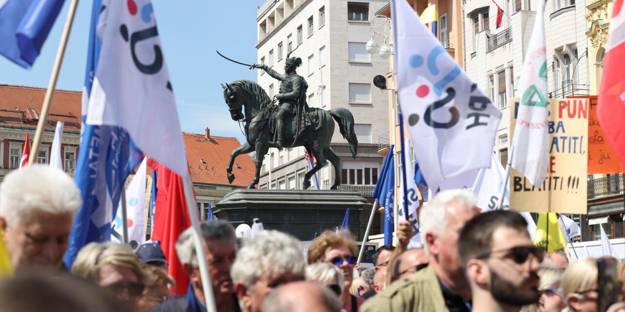 Zagreb: Prosvjed “Hrvatska zajedno za veće plaće i mirovine”, u organiizaciji triju sindikalnih središnjica