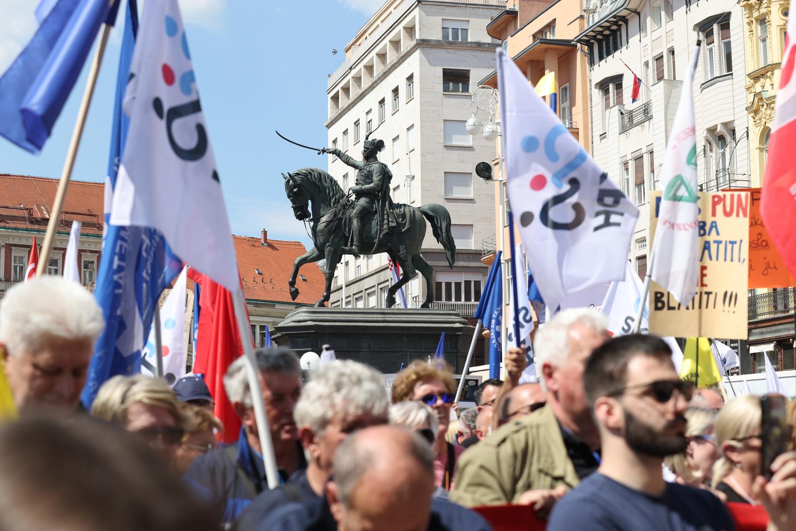 Zagreb: Prosvjed “Hrvatska zajedno za veće plaće i mirovine”, u organiizaciji triju sindikalnih središnjica