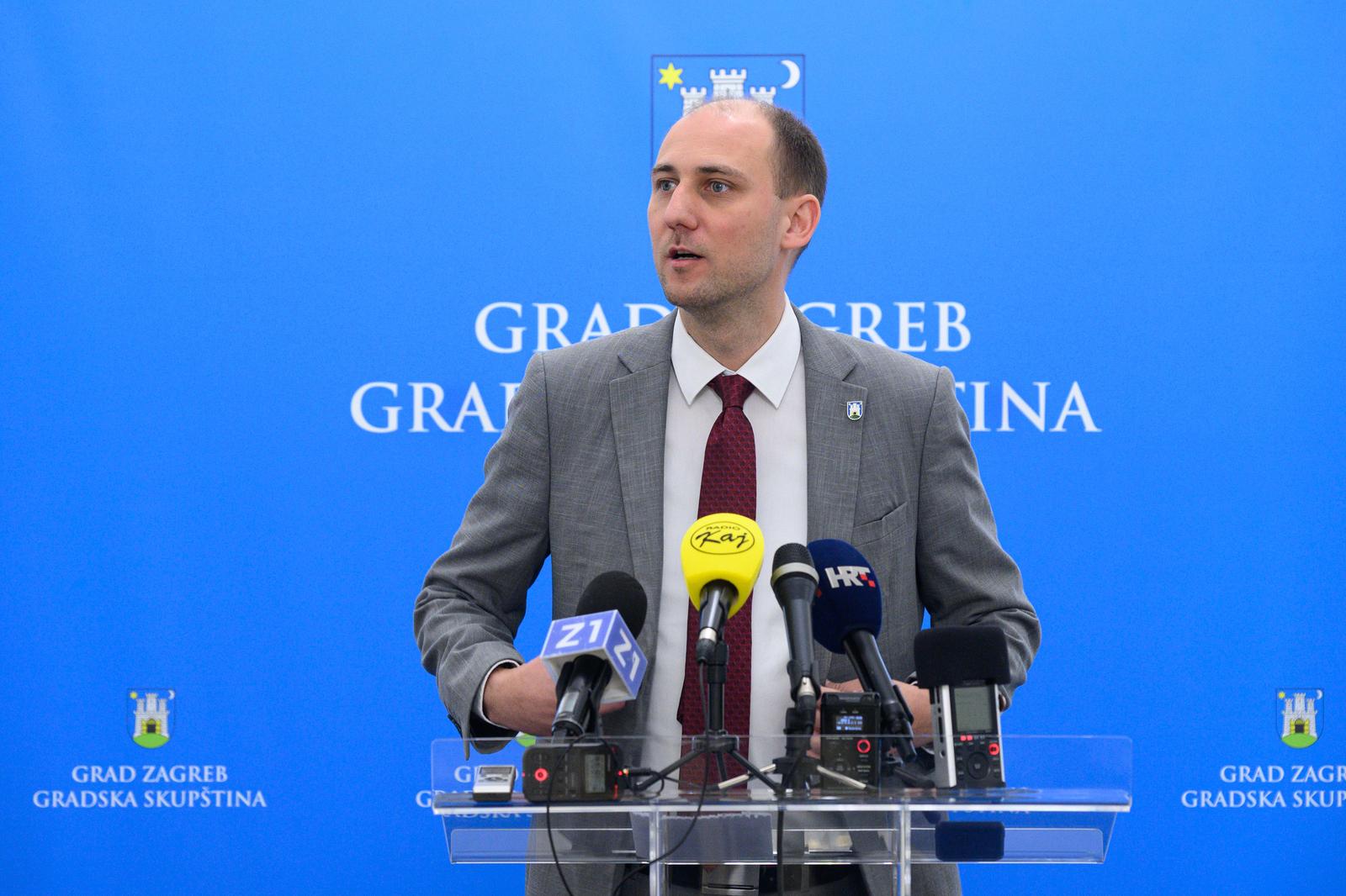 Zagreb: Predsjednik Gradske skupštine Matej Mišić održao konferenciju za medije uoči 10. sjednice