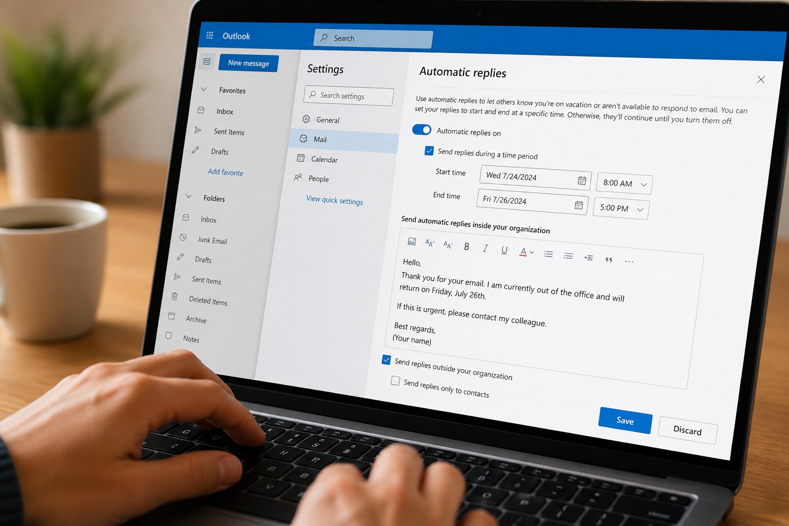outlook mail automatska obavijest