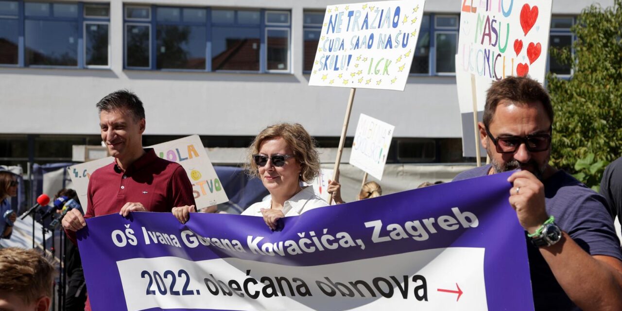 Zagreb: Organizian prosvjed zbog kašnjena obnove OŠ Ivana Gorana Kovačića