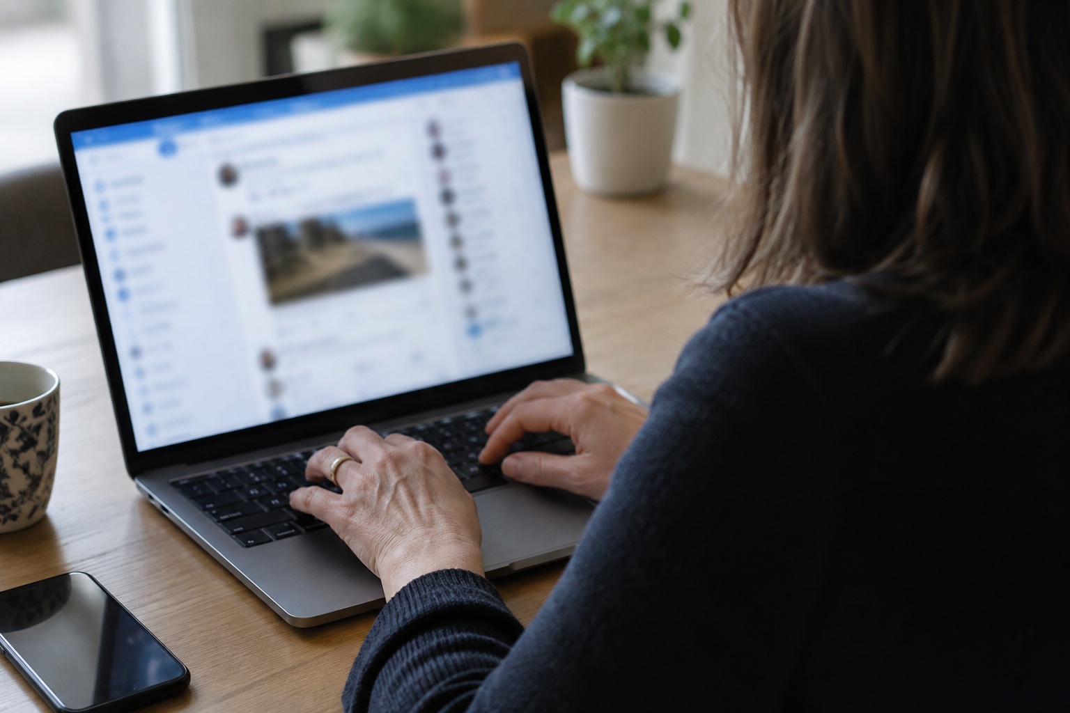 laptop žena društvene mreže objave