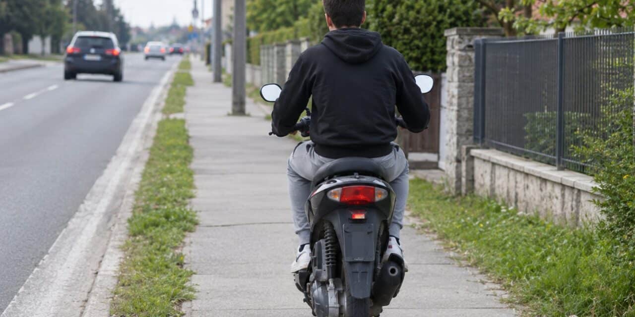 skuter moped vožnja nogostup